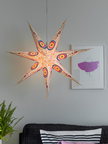 Dekoracyjna lampa w kolorze białym ze wzorem - wys. 78 cm