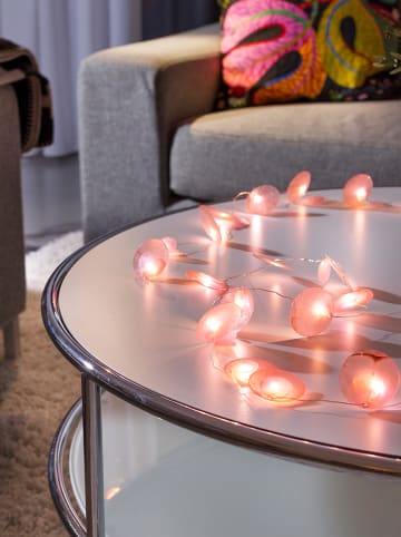 LED-Dekolichterkette "Perlmuttblättchen" in Rosa