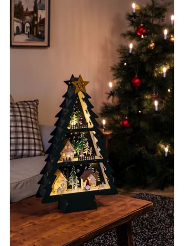 Lampa dekoracyjna LED "Christmas tree" w kolorze zielonym - 33 x 55 x 9 cm
