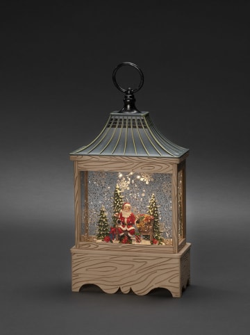Dekoracyjna lampa LED "Santa and tree" w kolorze beżowym - 16 x 29 x 7,5 cm