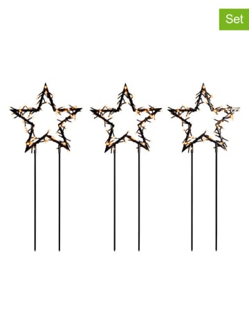 Dekoracje LED (3 szt.) "Star" w kolorze czarnym na trzonku - wys. 100 cm