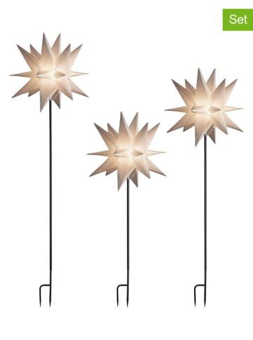 Dekoracje LED (3 szt.) "Stars" w kolorze białym na trzonku - wys. 40 cm
