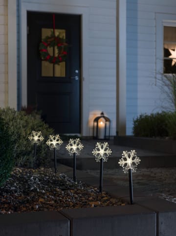 Dekoracja LED "Snowflakes" w kolorze białym na trzonku - wys. 24 cm