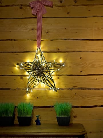 Dekoracyjna zawieszka LED w kolorze brązowym - wys. 49 cm