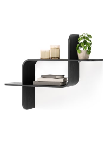 Wandregal in Schwarz - (B)64 x (H)48 x (T)16 cm