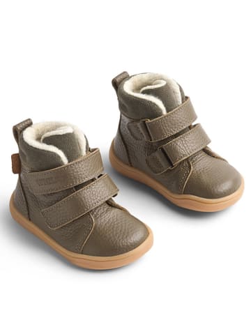 Leder-Winterboots in Khaki