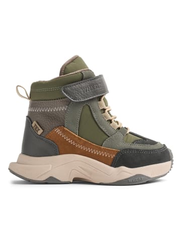 Skórzane botki w kolorze khaki