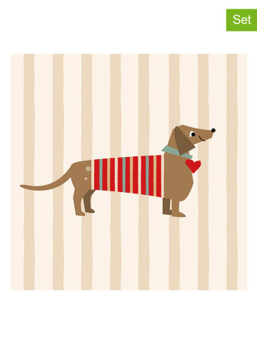 2er-Set: Servietten "Sir Toby" in Beige/ Rot - 2x 20 Stück