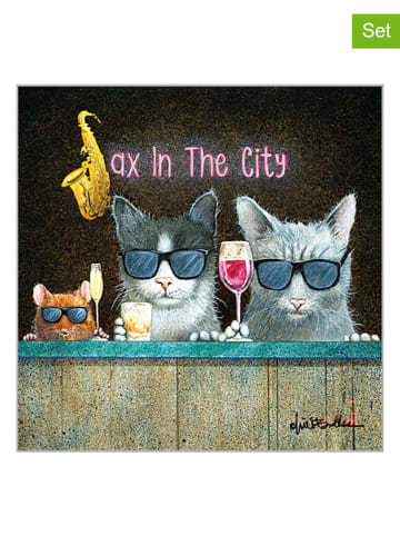 2er-Set: Servietten "Sax In The City" in Schwarz/ Türkis - 2x 20 Stück