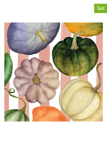 2er-Set: Servietten "Pumkin & Stripes" in Bunt - 2x 20 Stück