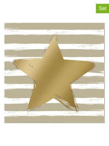 2er-Set: Servietten "Star & Stripes" in Taupe/ Gold - 2x 20 Stück