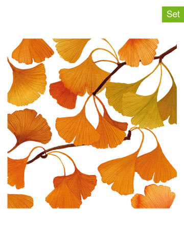 Serwetki (40 szt.) "Gingko" w kolorze biało-pomarańczowym