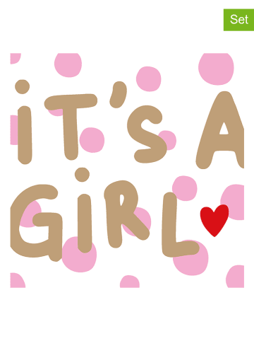 2er-Set: Servietten "It´s A Girl" in Weiß/ Beige/ Rosa - 2x 20 Stück