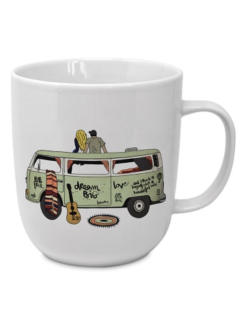 Kubek jumbo w kolorze biało-zielonym - 400 ml