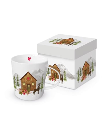 Kubek jumbo w kolorze biało-jasnobrązowym - 400 ml