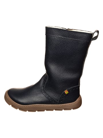 Leder-Winterstiefel in Dunkelblau