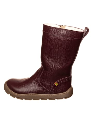 Leder-Winterstiefel in Dunkelrot