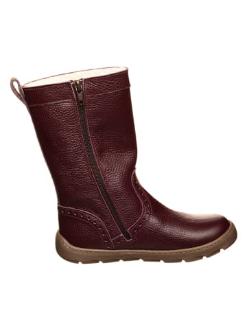 Leder-Winterstiefel in Dunkelrot