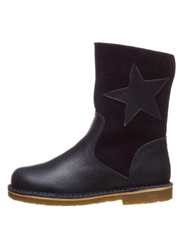 Leder-Stiefel in Dunkelblau
