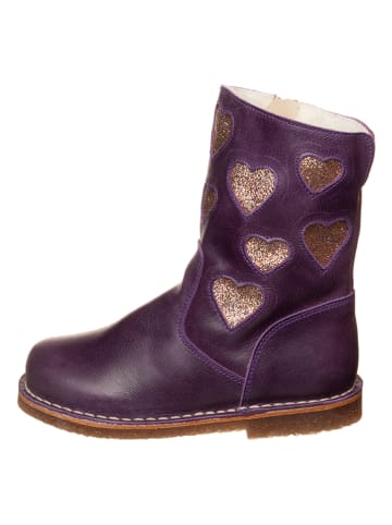 Leder-Boots in Lila/ Gold