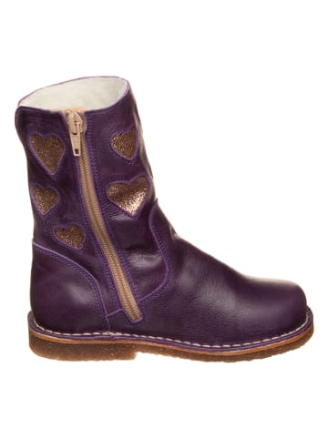 Leder-Boots in Lila/ Gold