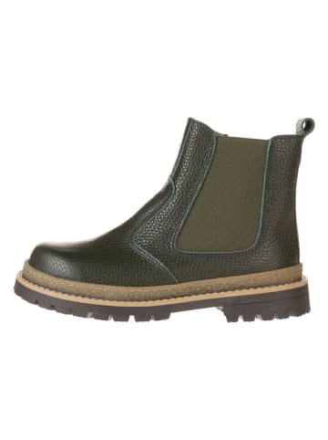 Leder-Chelsea-Boots in Khaki