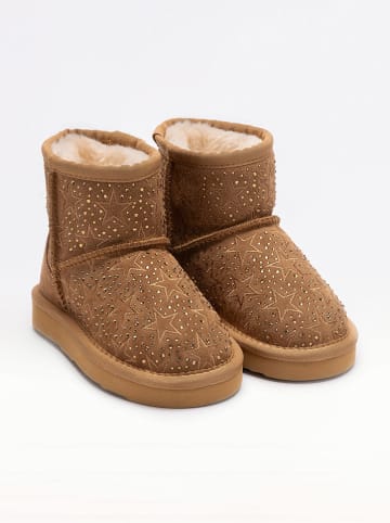 Leren winterboots "Dajana" lichtbruin