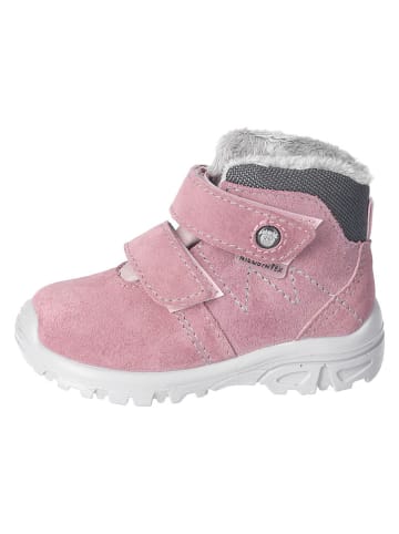 Leder-Boots in Rosa/ Grau