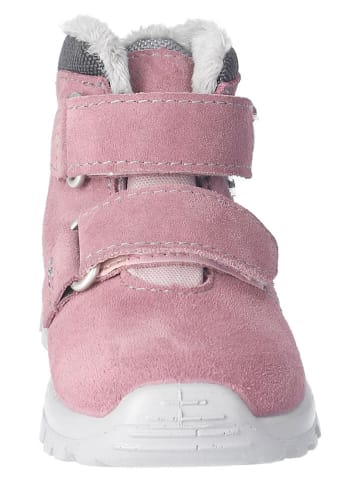 Leder-Boots in Rosa/ Grau