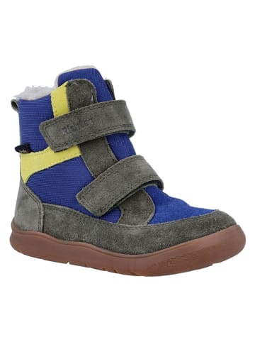 Leder-Barfußschuhe "Samy" in Khaki/ Blau