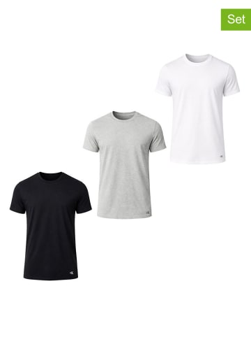 3er-Set: Shirts in Weiß/ Schwarz/ Grau