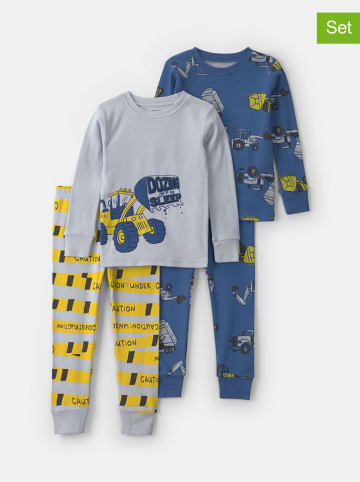2-delige set: pyjama's blauw/geel/grijs