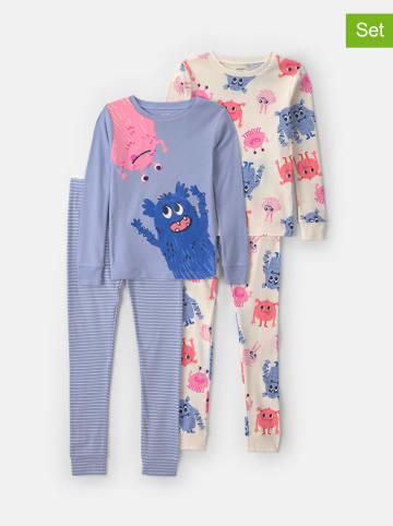 2er-Set: Pyjamas in Hellblau/ Creme