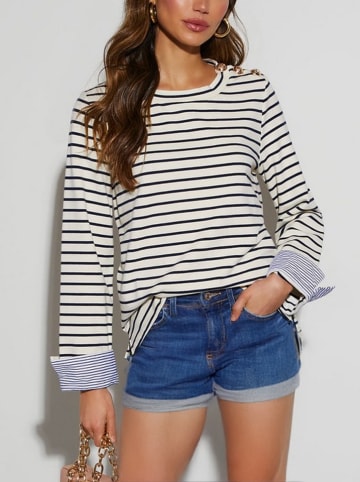 Sweatshirt in Creme/ Dunkelblau