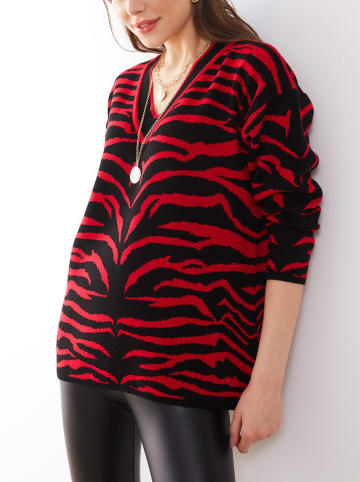 Sweter w kolorze czerwono-czarnym