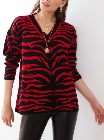 Sweter w kolorze czerwono-czarnym