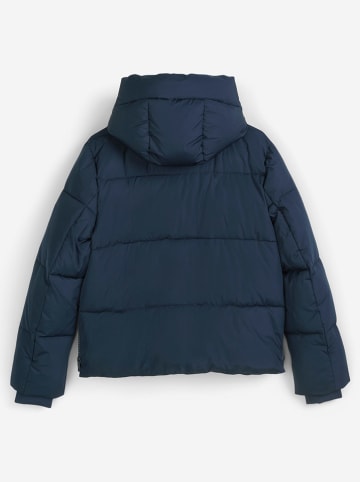 Doorgestikte jas donkerblauw