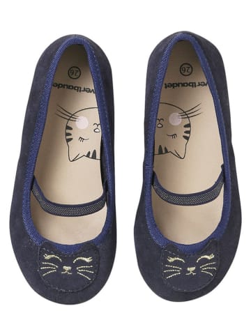 Leder-Ballerinas in Dunkelblau