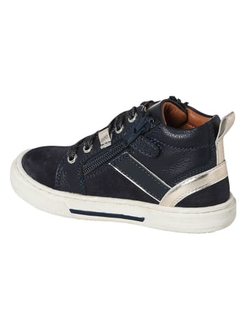 Leder-Sneakers in Dunkelblau/ Schwarz/ Silber