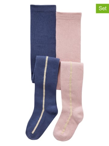 2er-Set: Strumpfhosen in Rosa/ Dunkelblau
