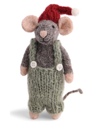 Gry & Sif Figurka dekoracyjna "Mouse" w kolorze zielono-szarym - wys. 13 cm