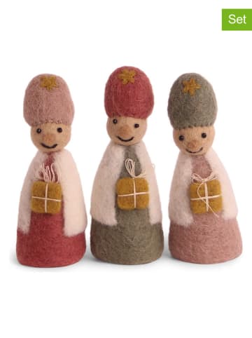 Gry & Sif Figurki dekoracyjne (3 szt.) "Three Kings" ze wzorem - wys. 13 cm