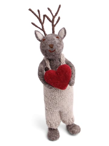 Dekofigur "Deer" in Grau - (H)34 cm
