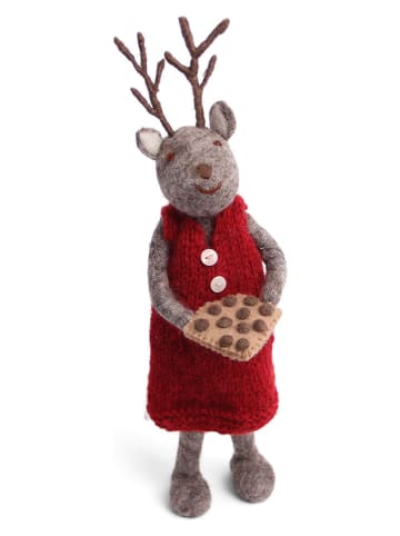 Gry & Sif Figurka dekoracyjna "Deer" w kolorze czerwonym - wys. 34 cm