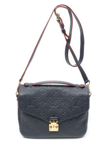 2nd Hand Leder-Umhängetasche in Dunkelblau - (B)25 x (H)19 x (T)6 cm