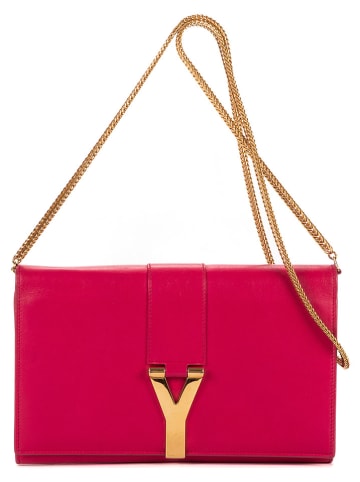 2nd Hand Leder-Umhängetasche in Pink - (B)22,5 x (H)13,5 x (T)3,5 cm