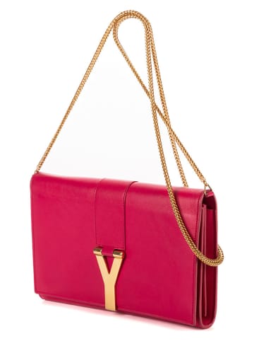 2nd Hand Leder-Umhängetasche in Pink - (B)22,5 x (H)13,5 x (T)3,5 cm