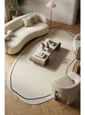 Kurzflor-Teppich in Creme/ Schwarz