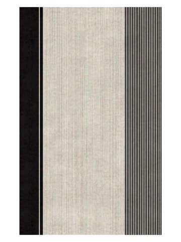 Kurzflor-Teppich in Creme/ Schwarz