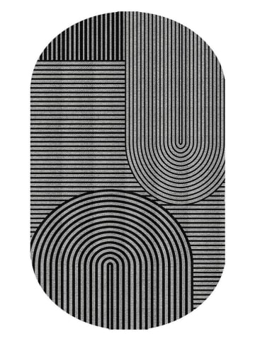 Kurzflor-Teppich in Grau/ Schwarz